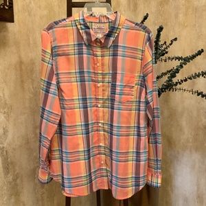 Old Navy Pastel Plaid Button-Down Casual Shirt.  100% Cotton.  Size L.